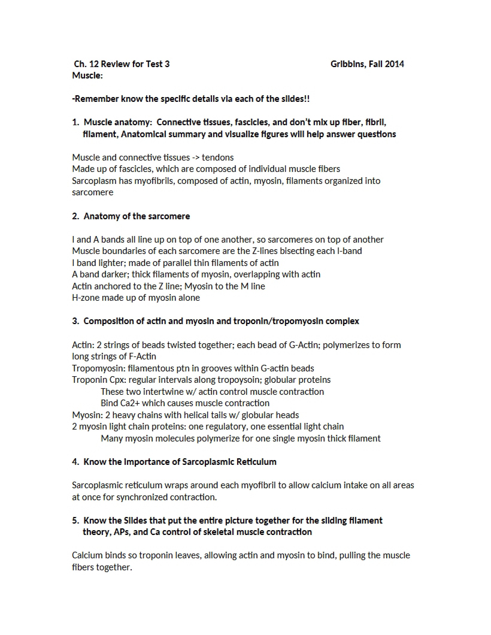 Test Three Review Chapter 12