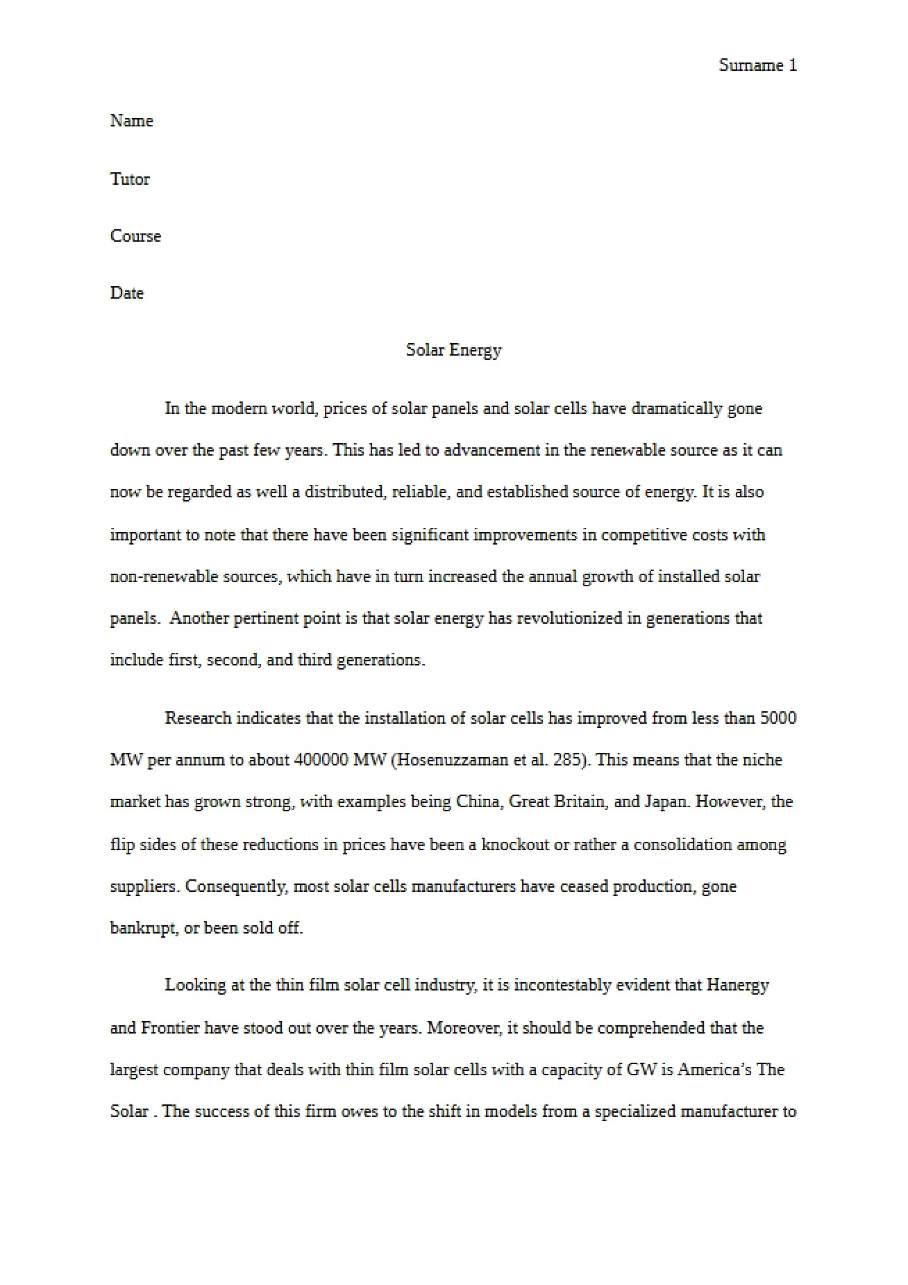 Energy from the Solar System