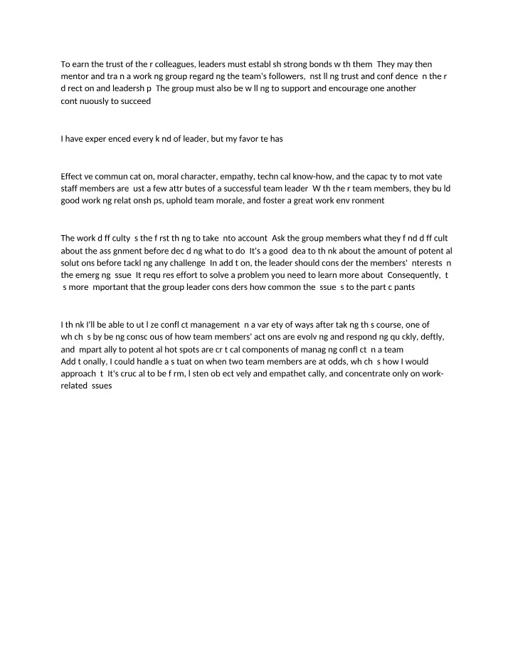 Notes on Building Trust, Leadership, and Conflict Management