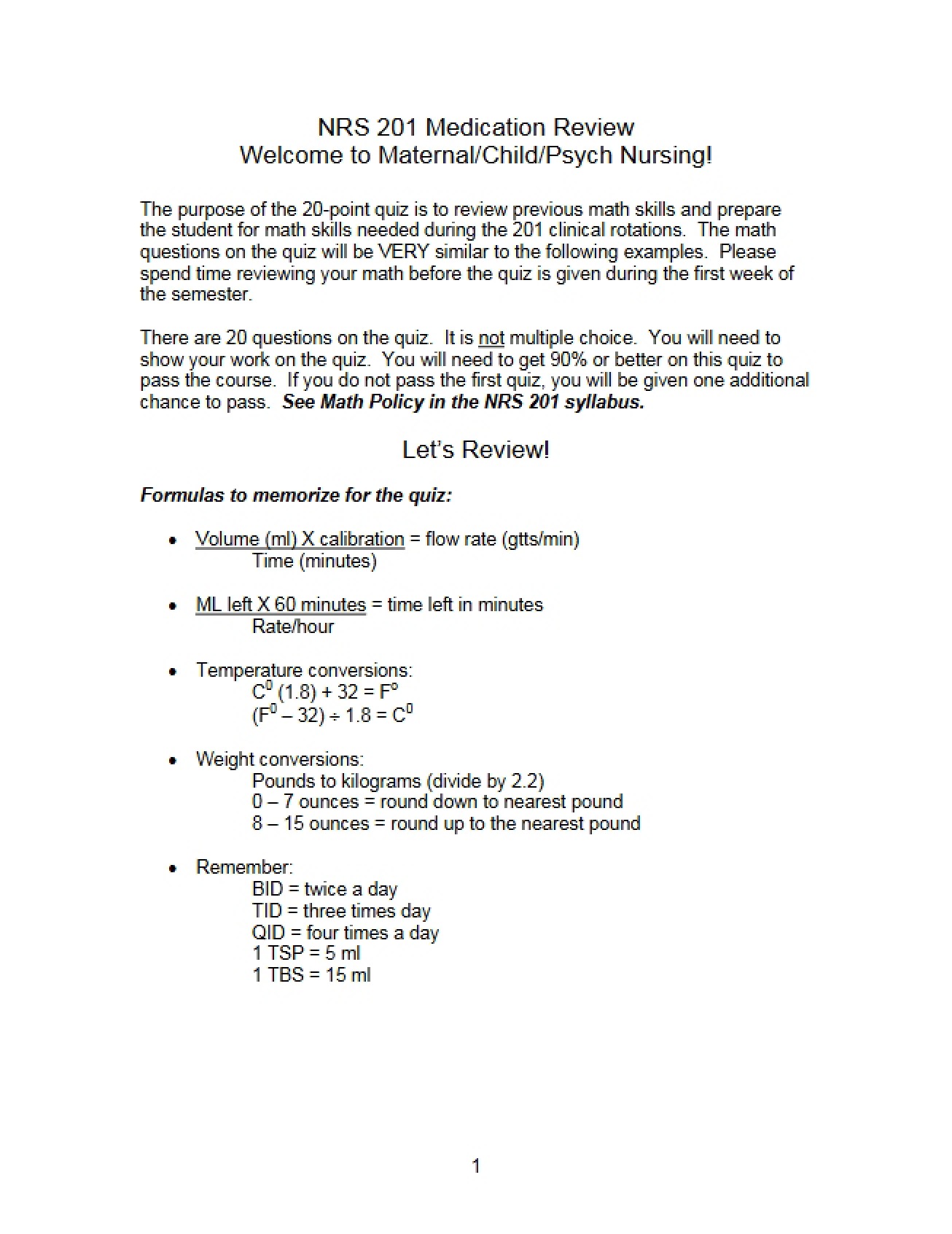 Medication Review for Nursing Process III