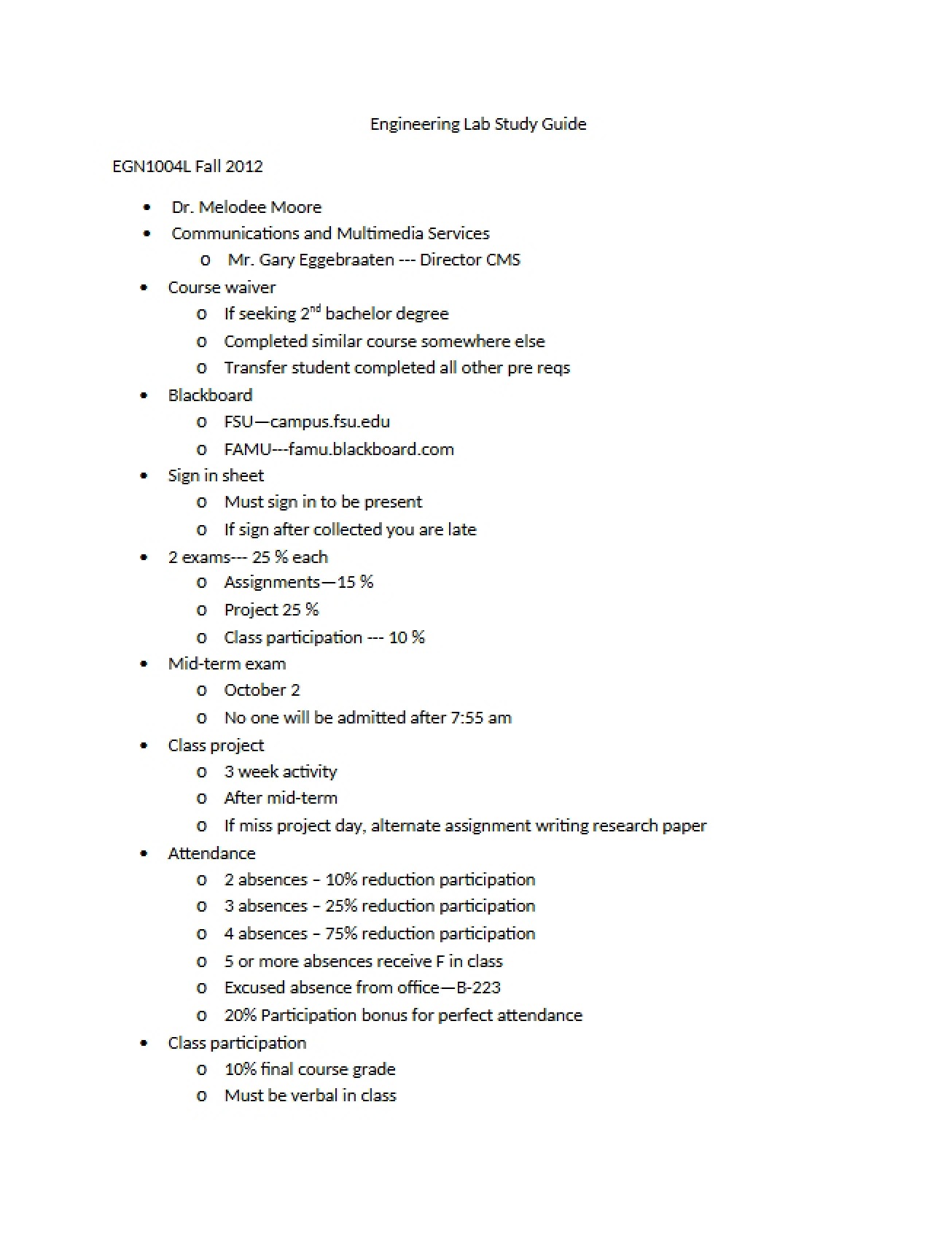 First-Year Engineering Lab Review Guide