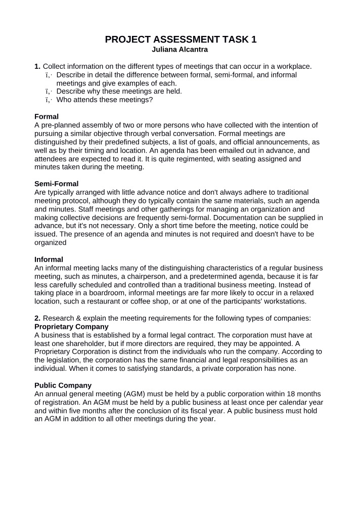 Task 1 - Project Assessment