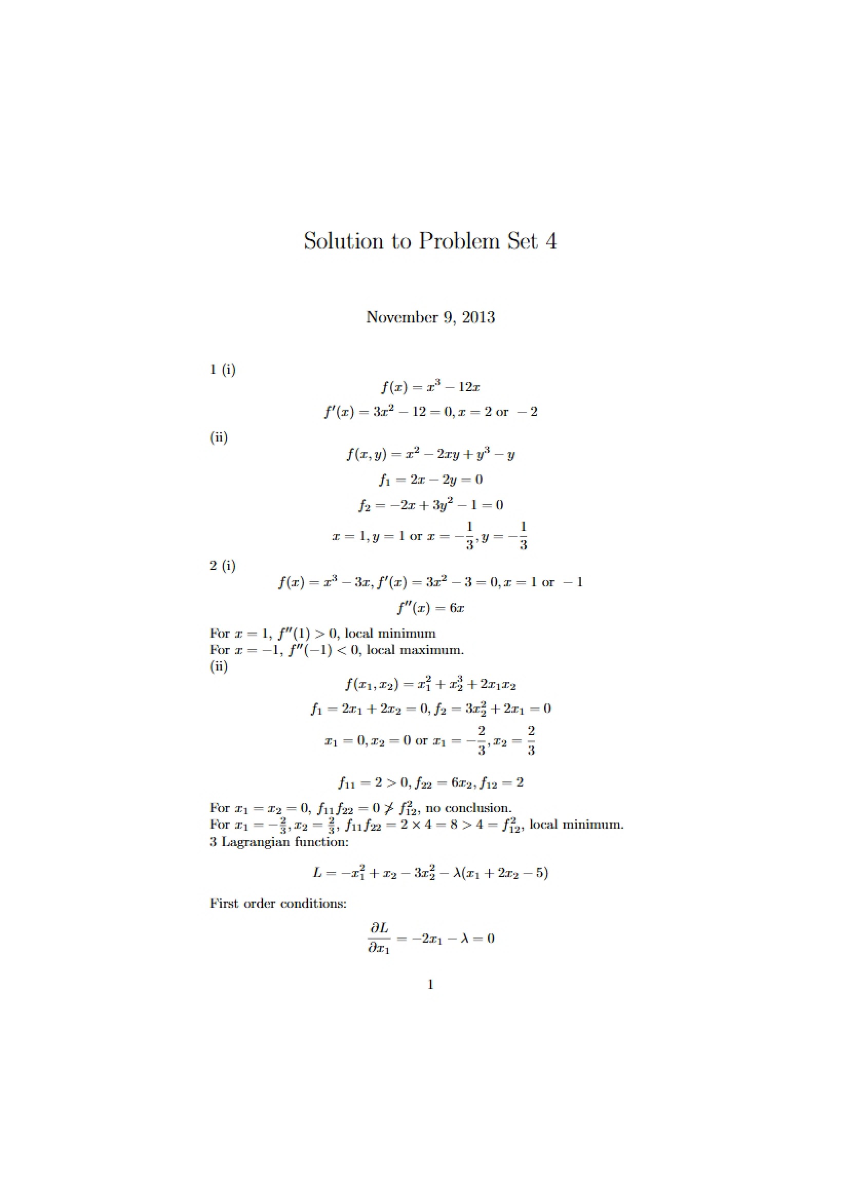 Problem Set 4 Solutions