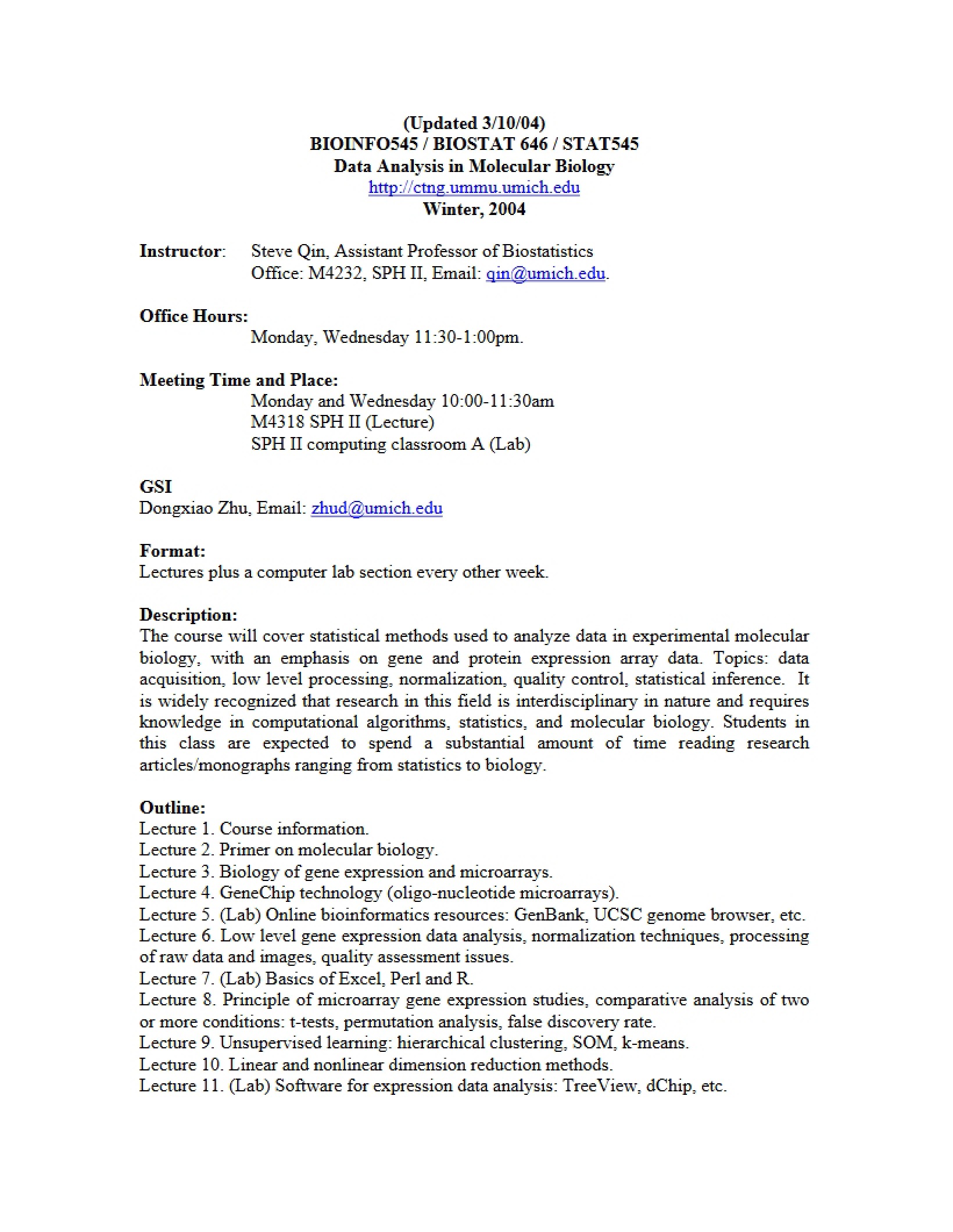 Molecular Biology Data Analysis