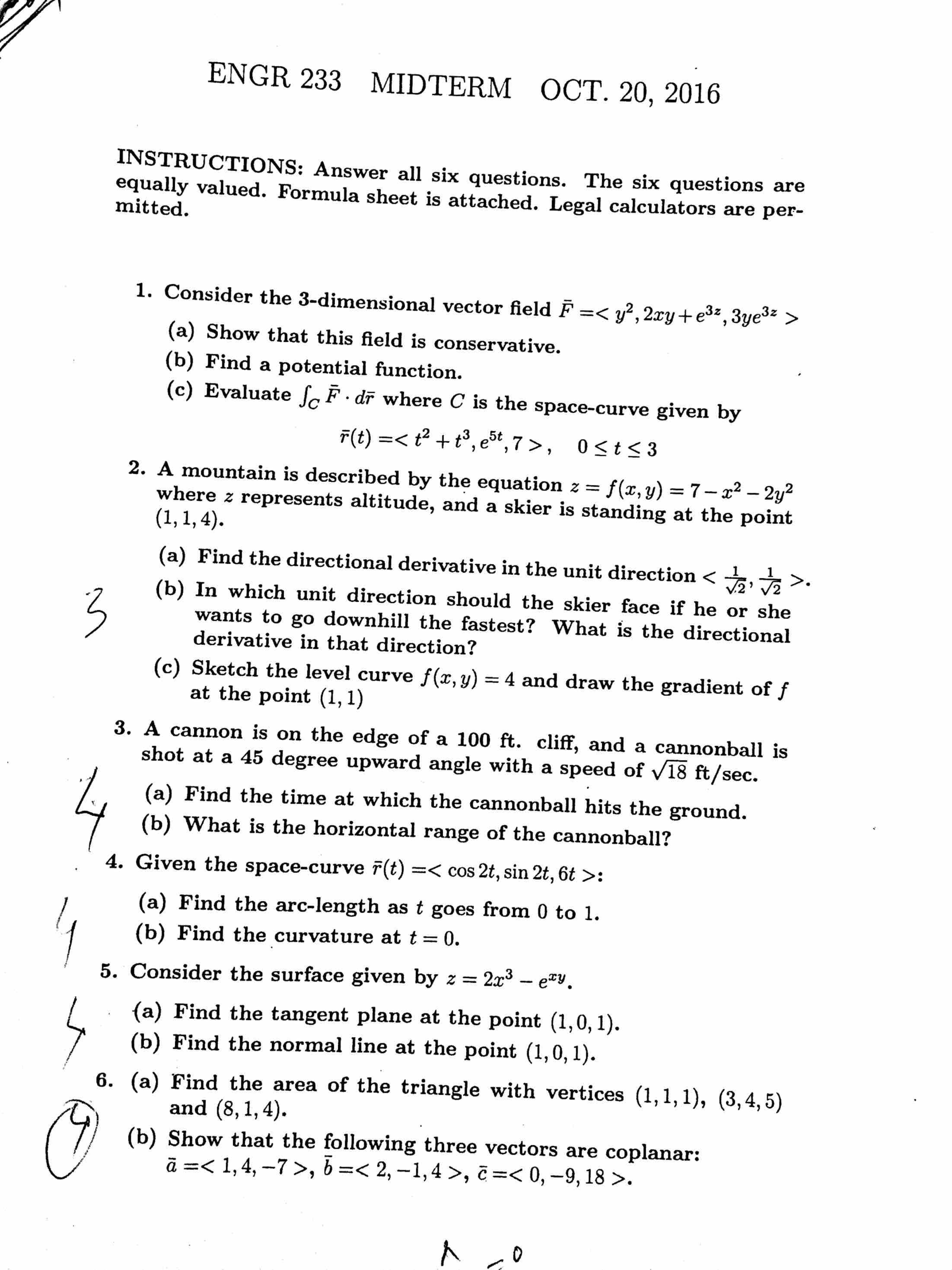 Midterm for ENGR 233 - October 20, 2016