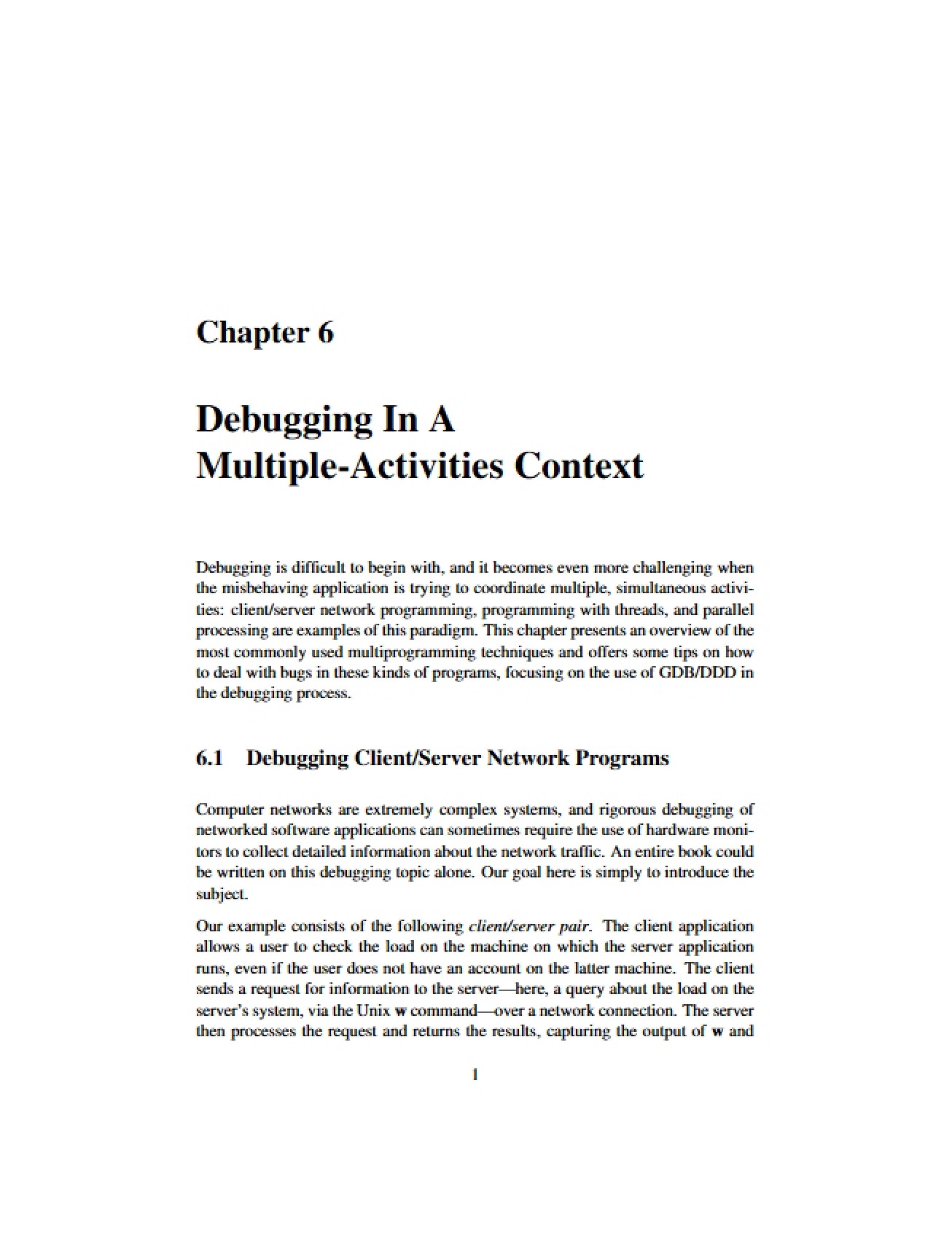 Debugging in Multiple-Activity Contexts (Chapter 6)
