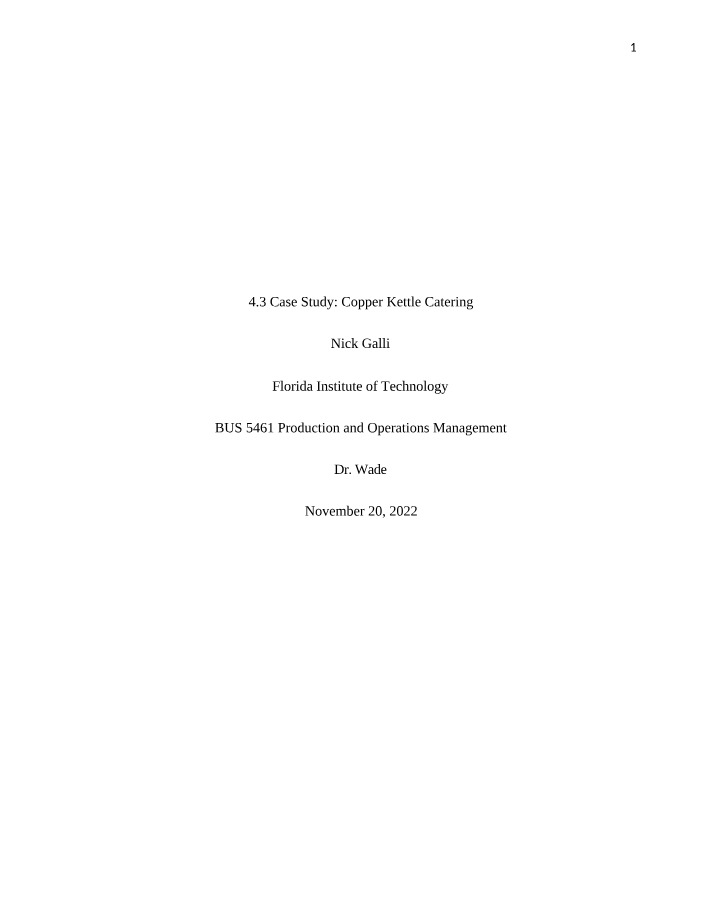 Copper Kettle Catering Case Study - Efficiency and Satisfaction