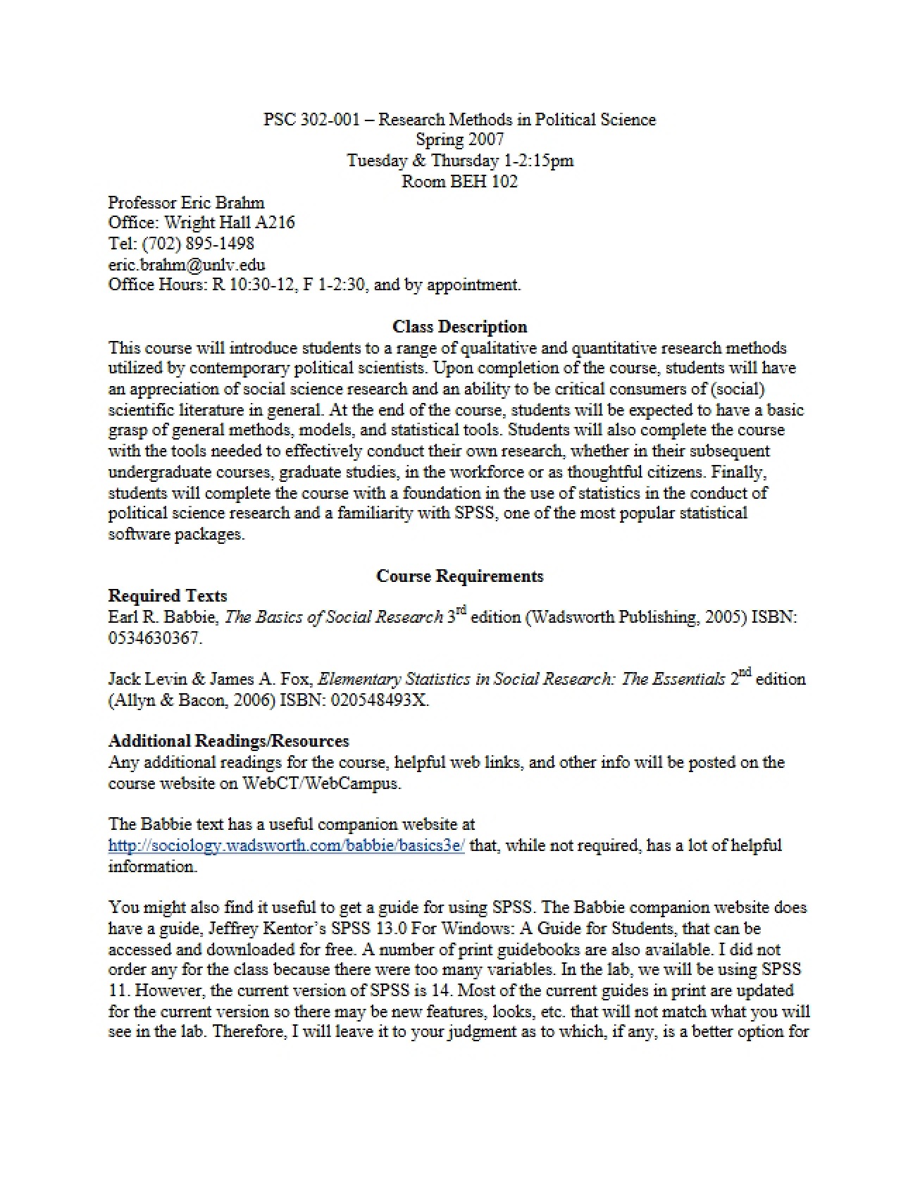 Academic Syllabus Research Methods