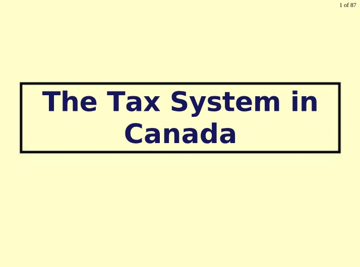 Canada's Tax System