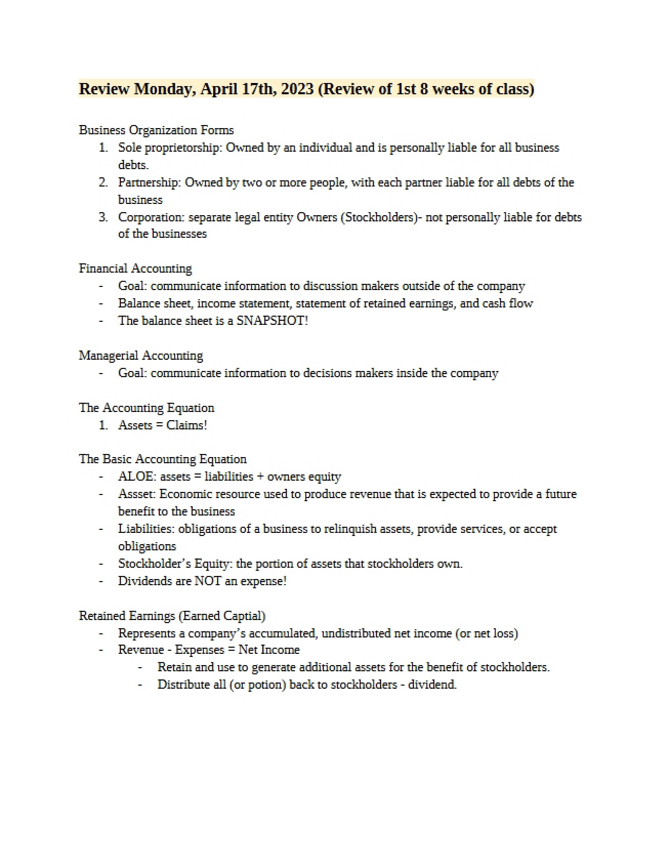 A200 Final Exam Review