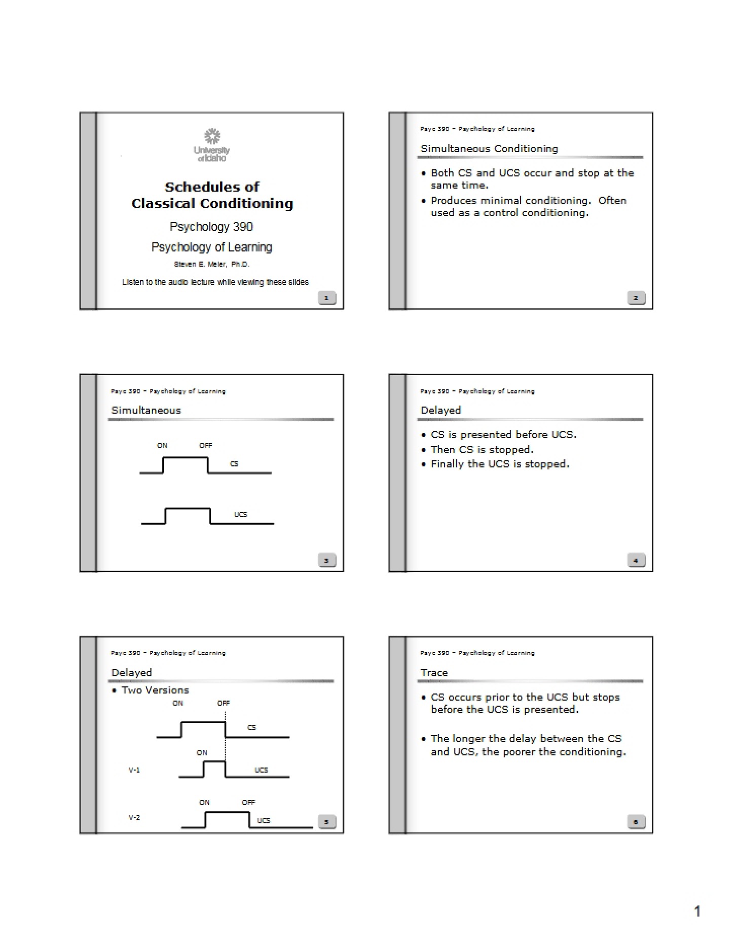 Classical Conditioning Schedules