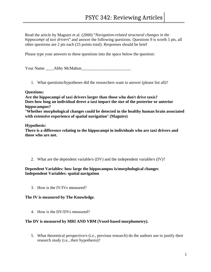 Article Questions for Biopsych