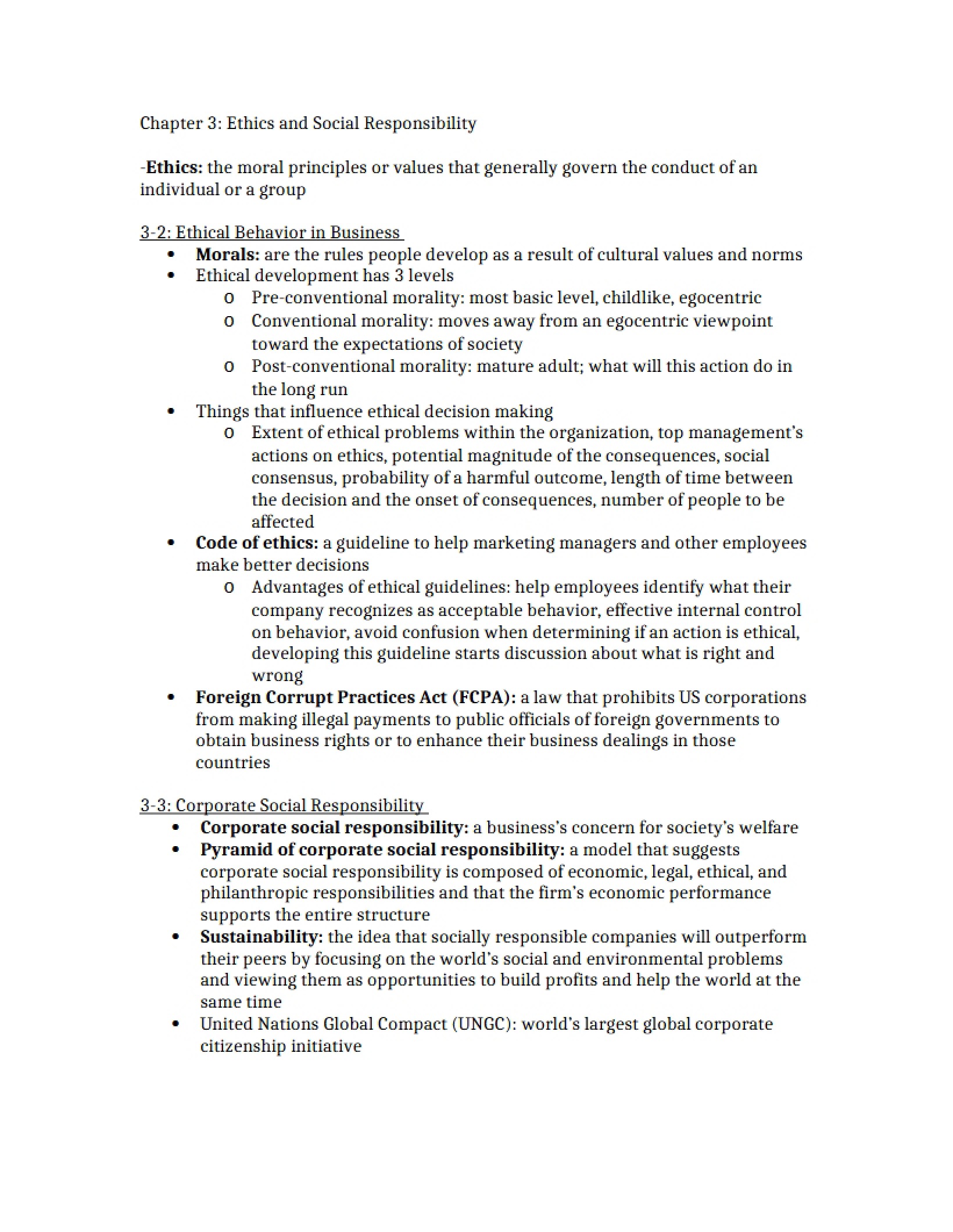 Social Responsibility and Ethics - Chapter 3