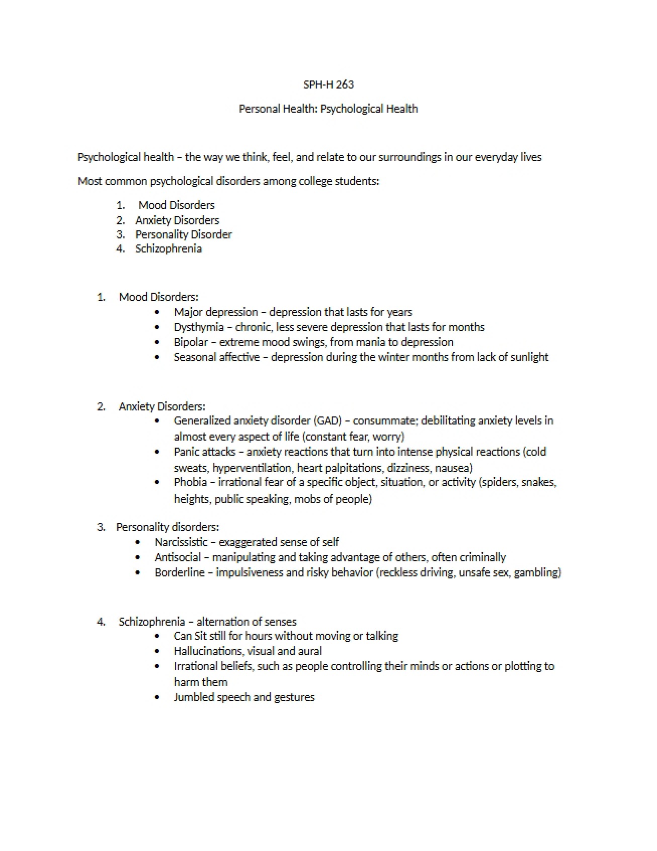 Psychological Dimensions of Personal Health