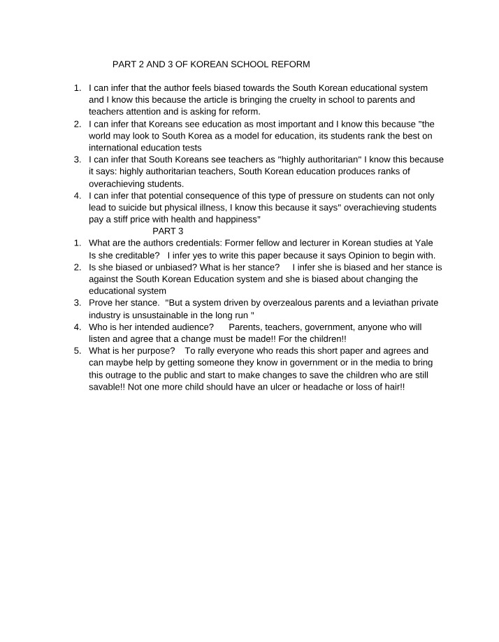 School Reform - Parts 2 and 3