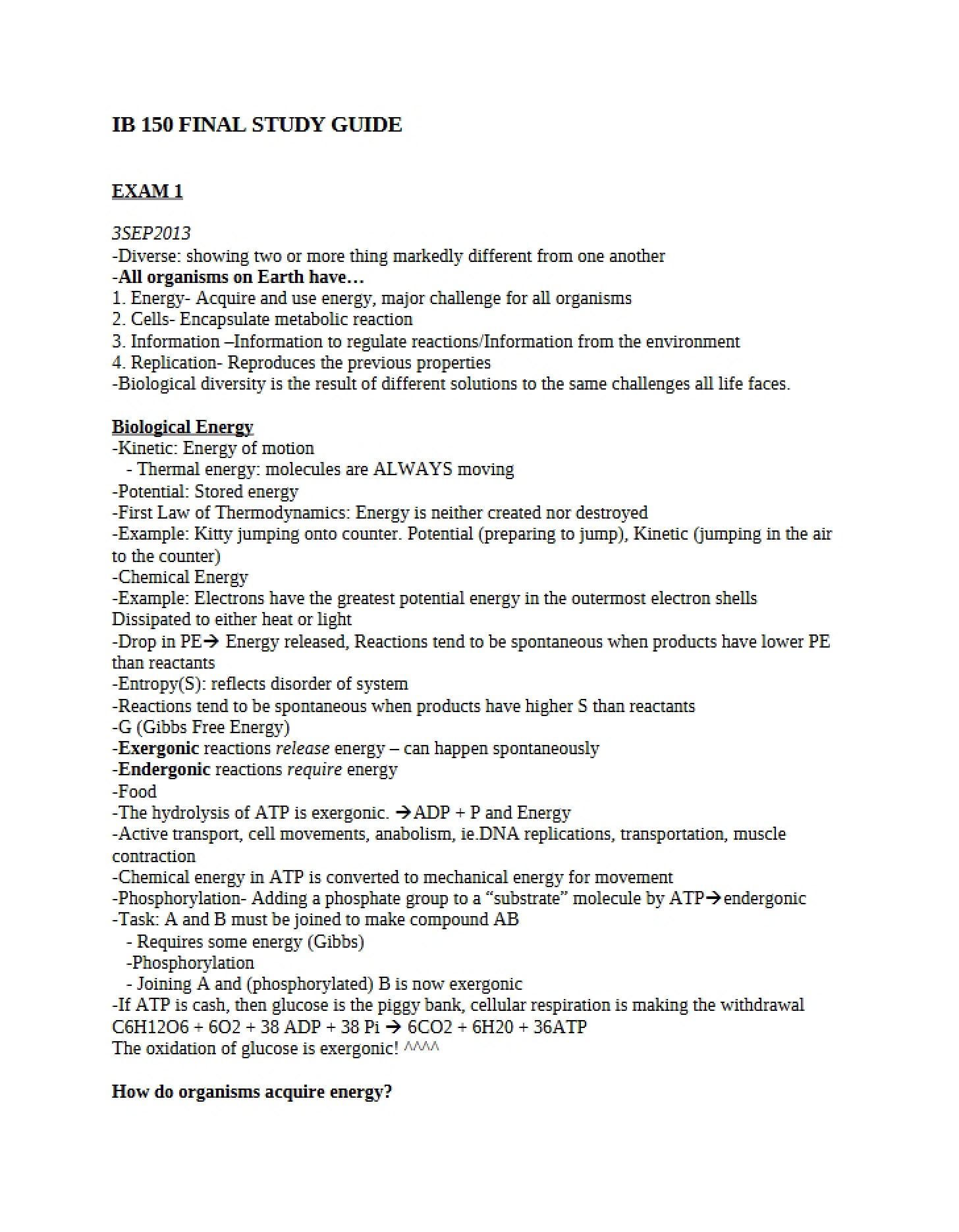 Guide for Final Study