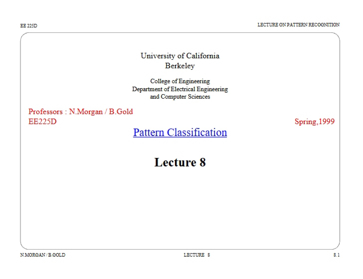 Classification of Patterns