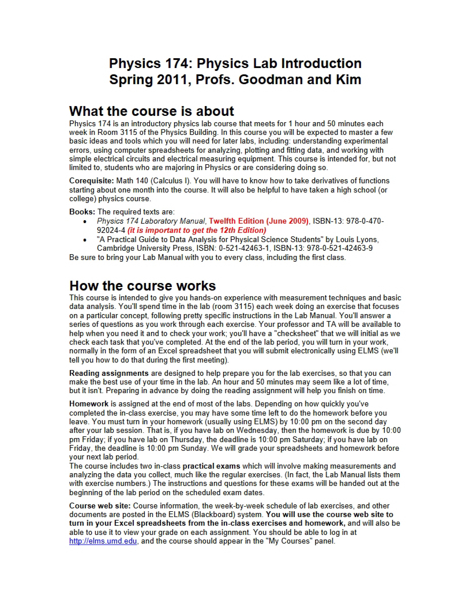 General Syllabus - 4 Pages