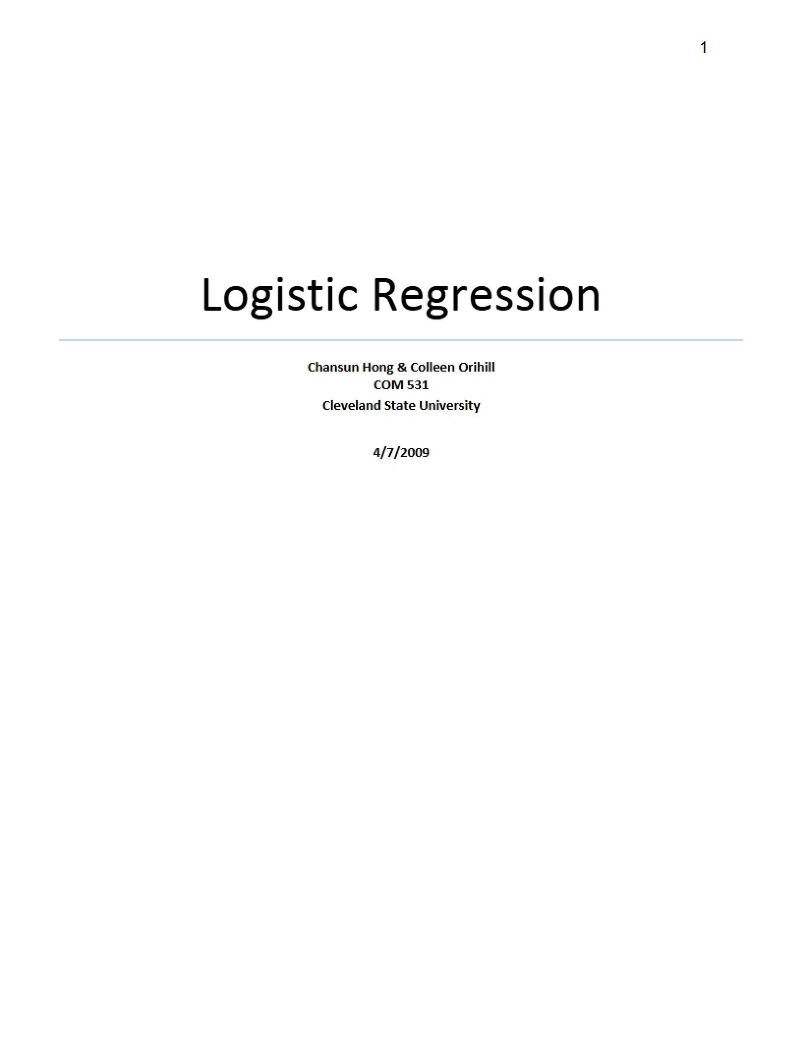 Regression Analysis Logistic