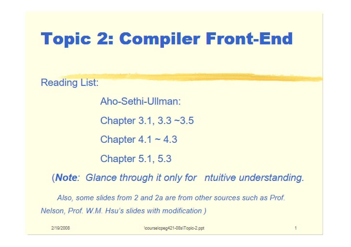 Compiler Front-End