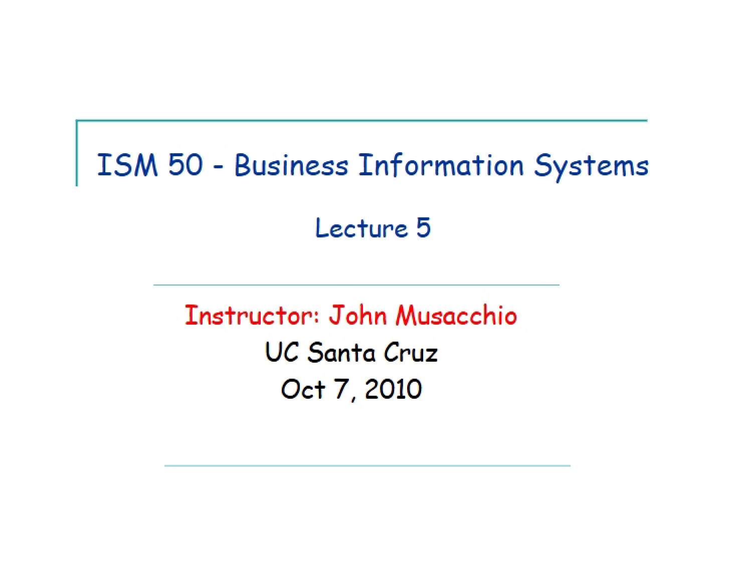 Notes from Lectures