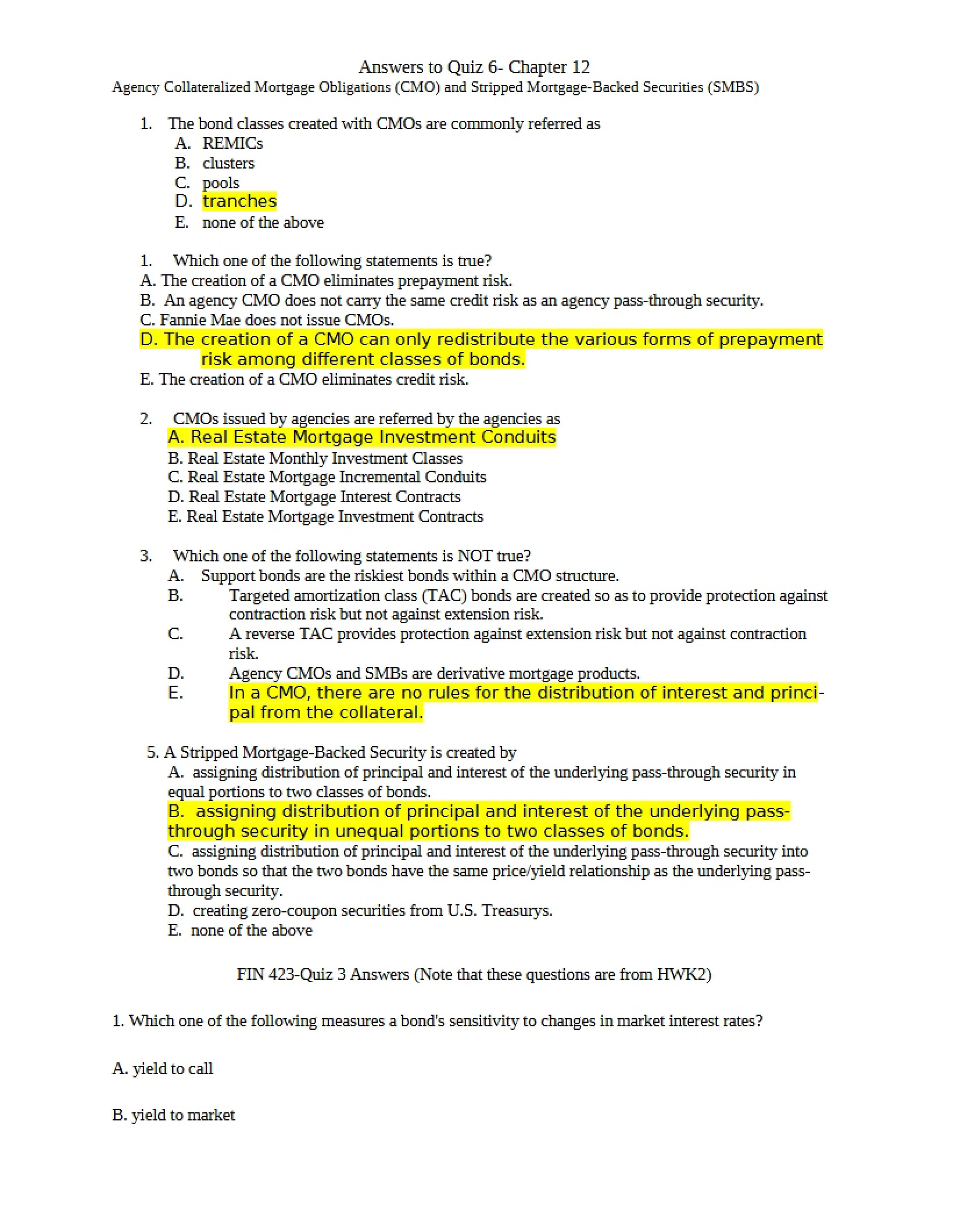 Chapter 12 Quiz Solutions