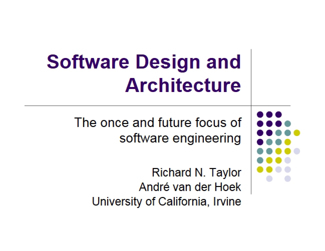 Architecture and Software Design
