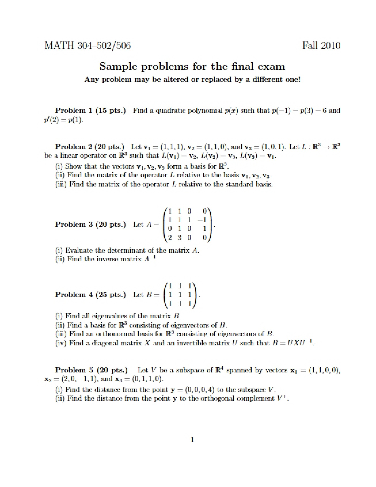 Final Exam Practice Questions