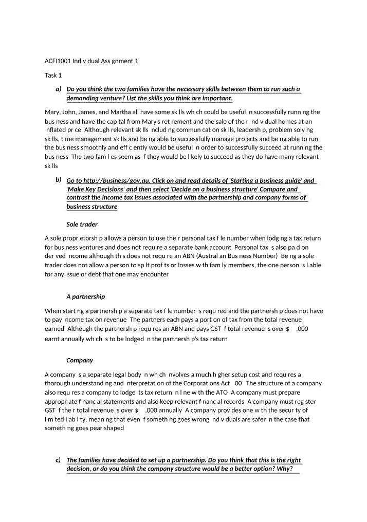 Individual Assignment 1 - ACFI1001