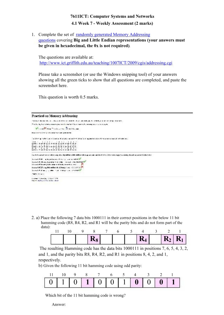 Computer Systems and Networks - Week 7 Weekly Assessment