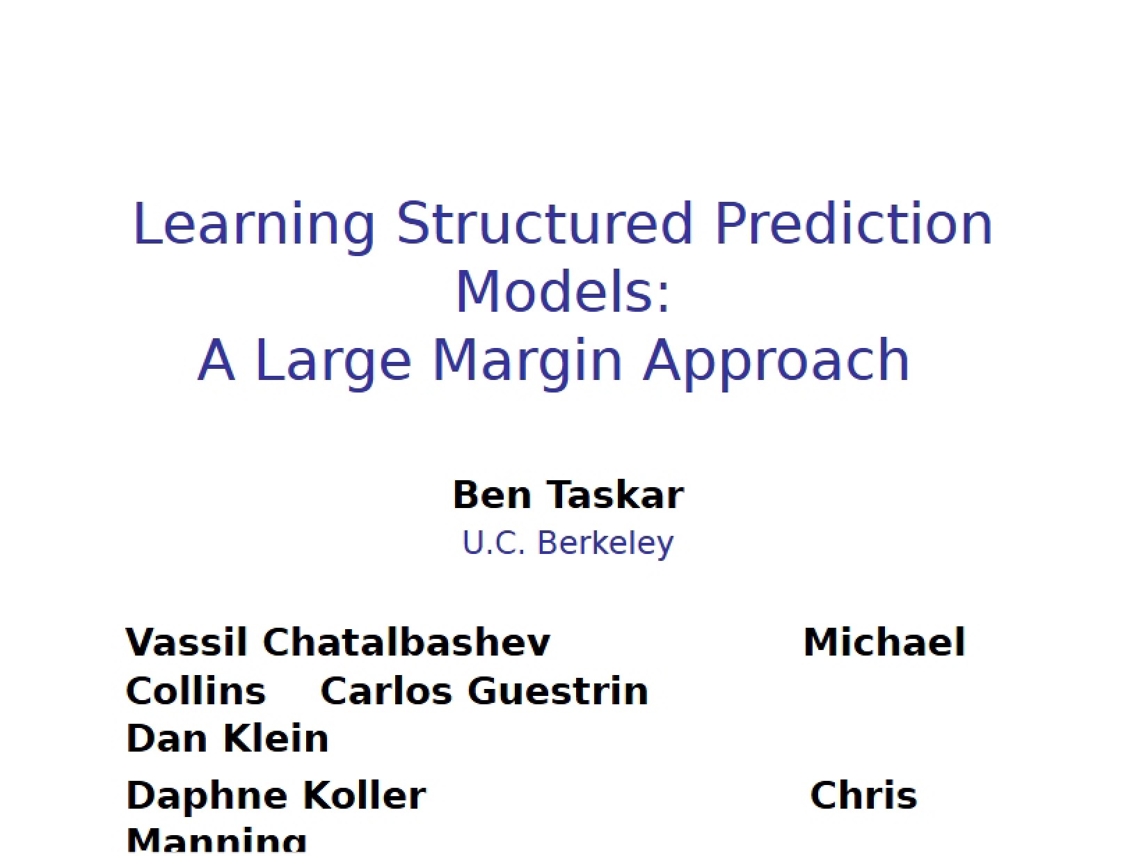 Structured Prediction Model Learning