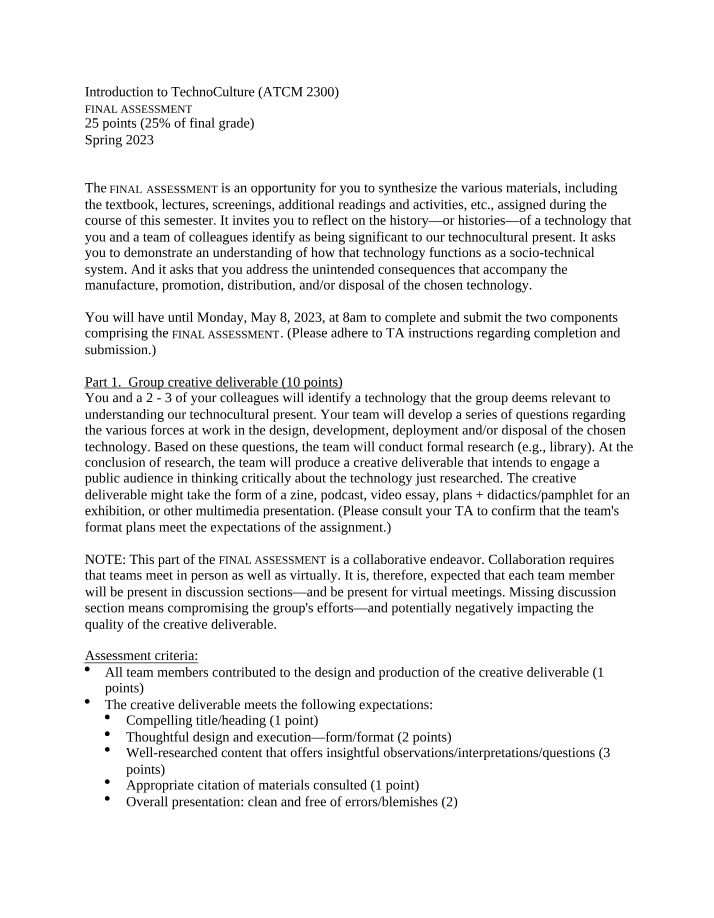 ATCM 2300 - Spring 2023 Final Assessment