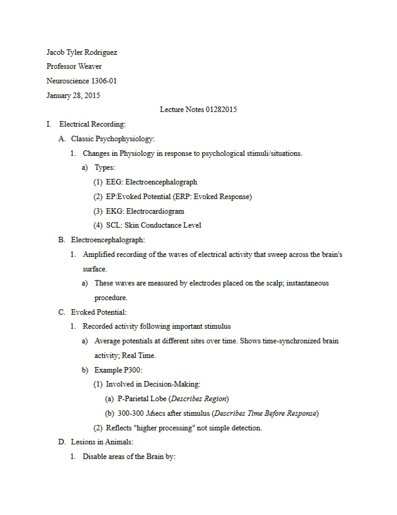 Neuroscience Lecture Notes VII