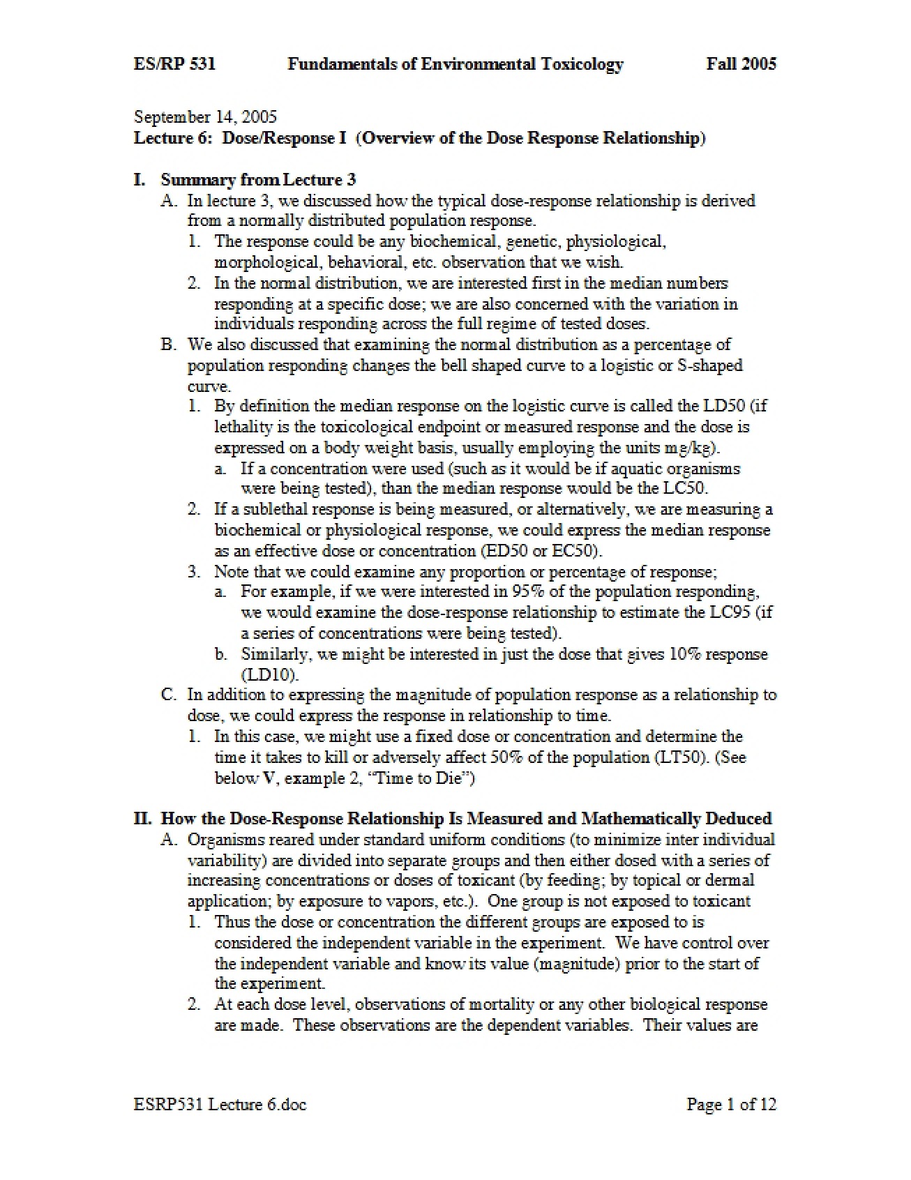 Environmental Toxicology Principles