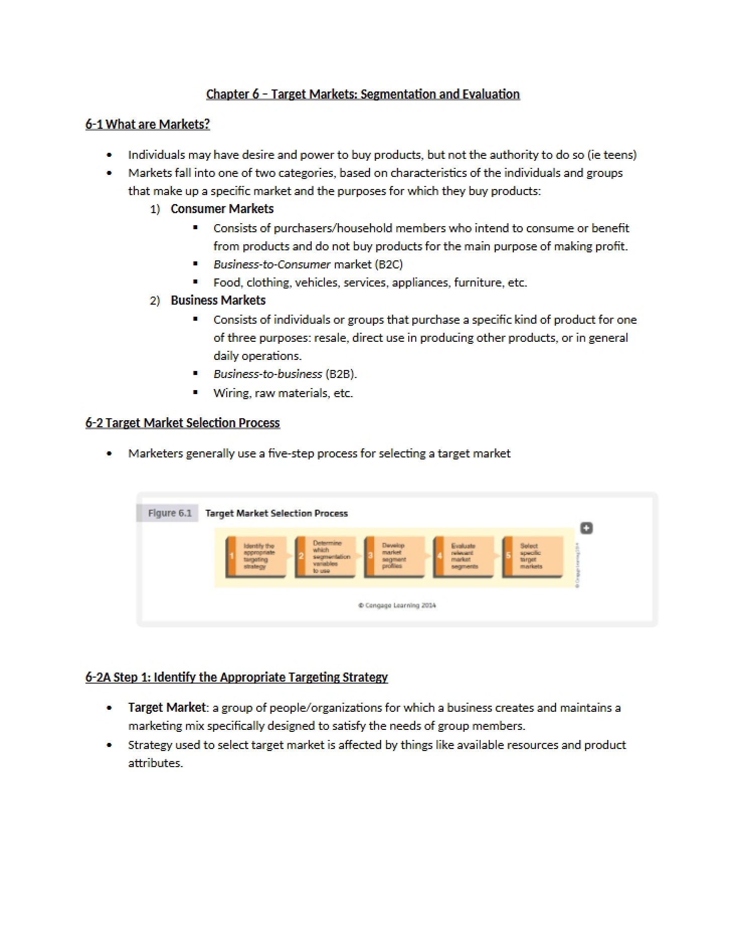 Target Markets Segmentation and Evaluation (Chapter 6)