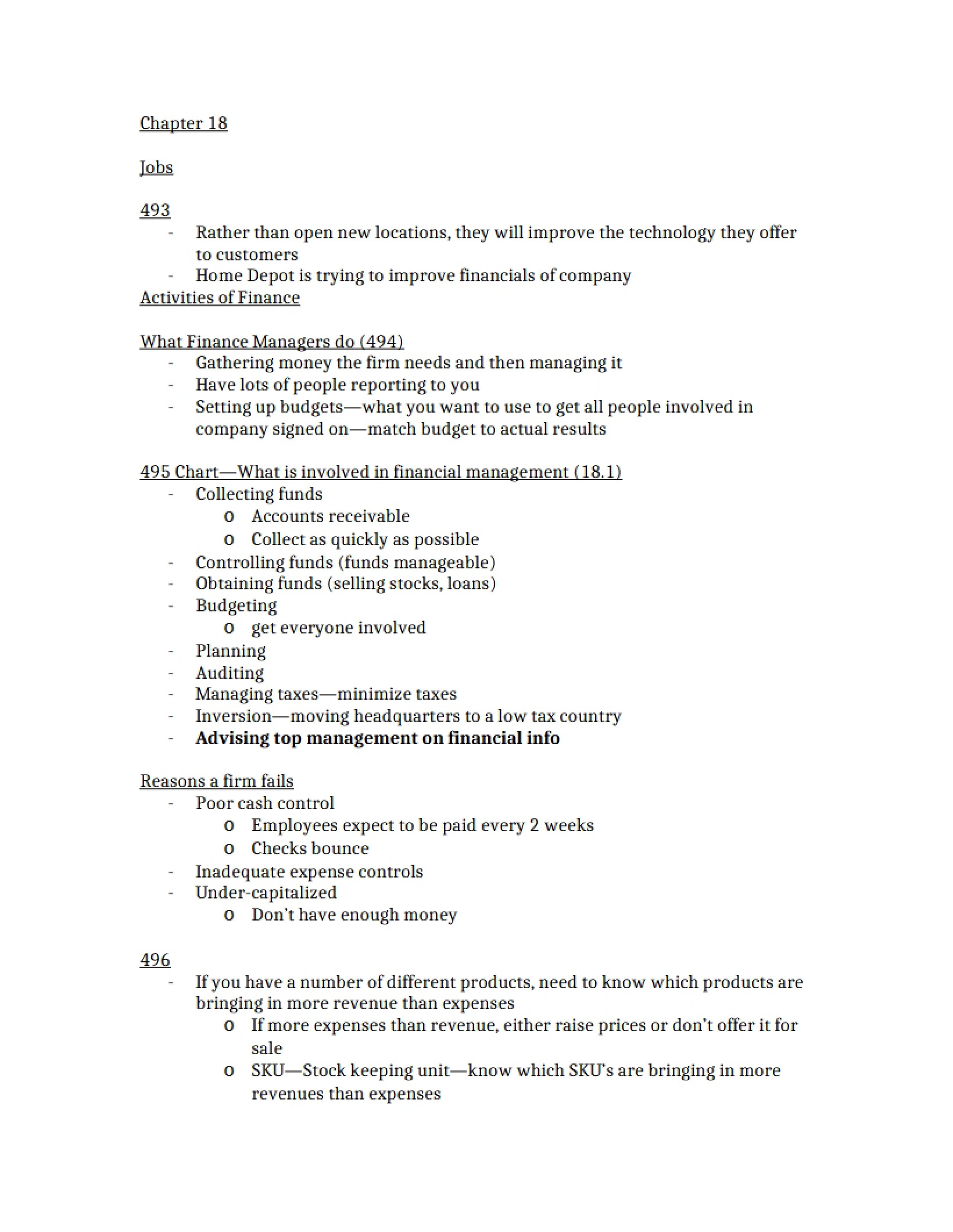Finance Activities