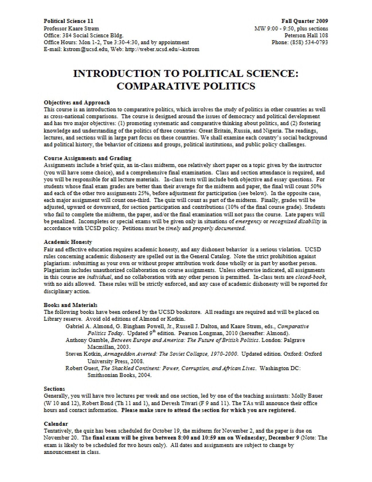 Comparative Politics Academic Syllabus 2