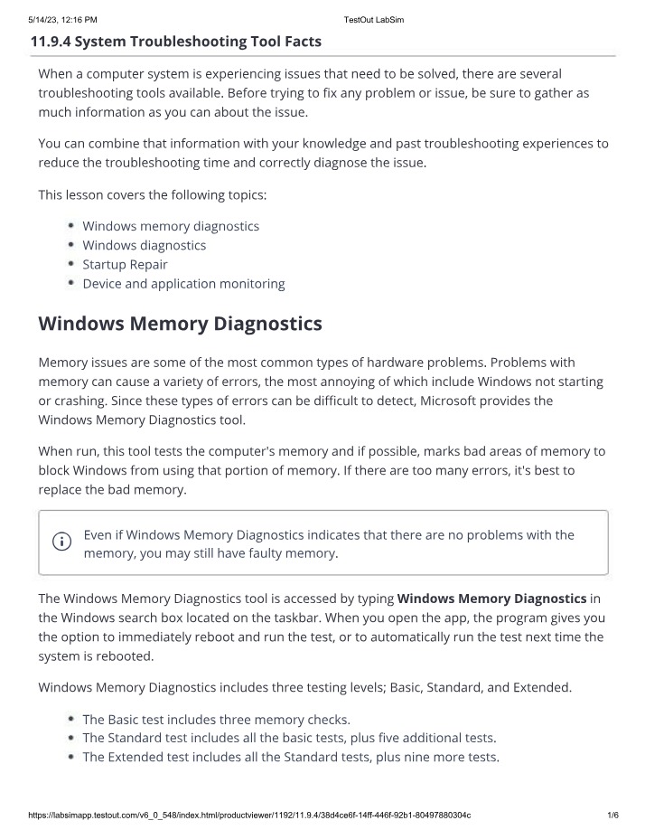 Tools for System Troubleshooting