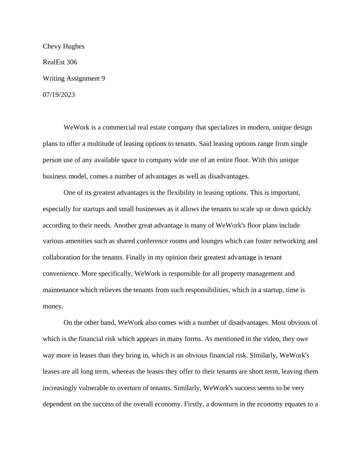 WeWork Business Model Analysis