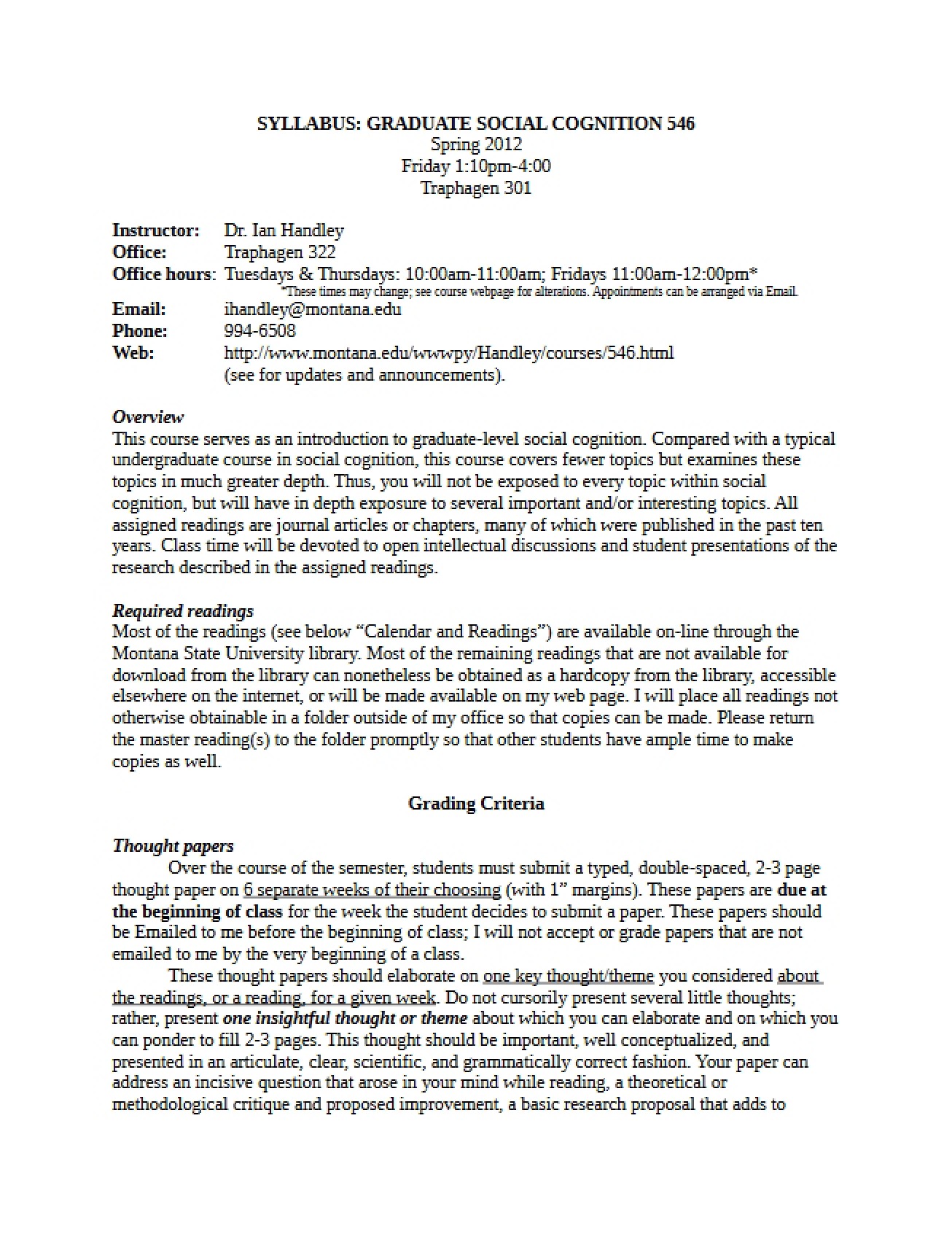 Syllabus Graduate Social Cognition 546