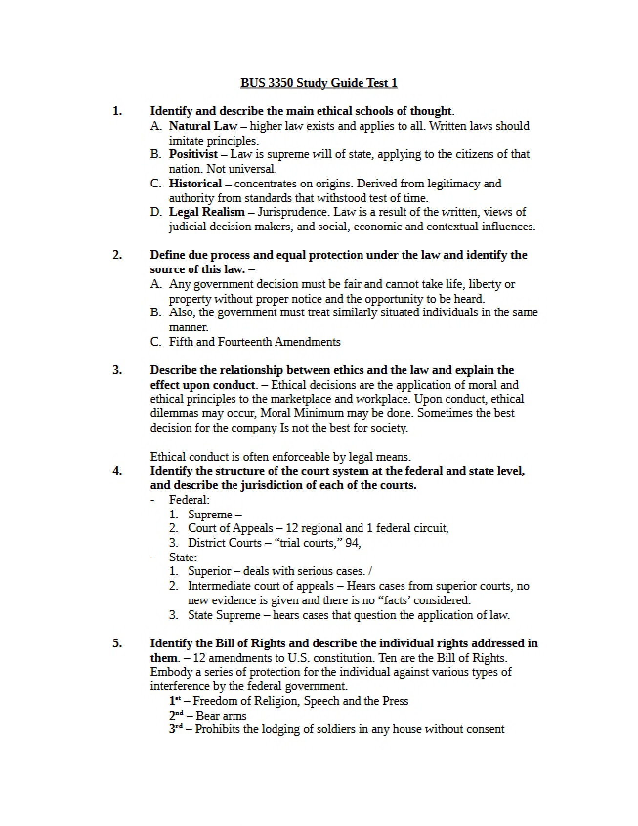 Study Guide for Exam One