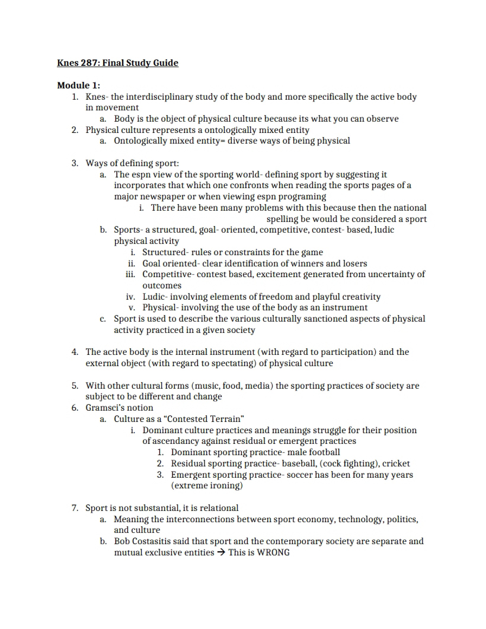 Study Resource for Finals