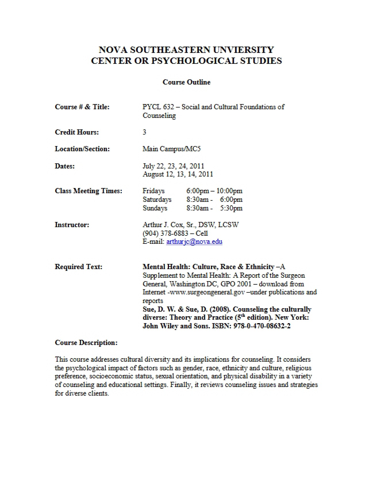Social Foundations Course Structure