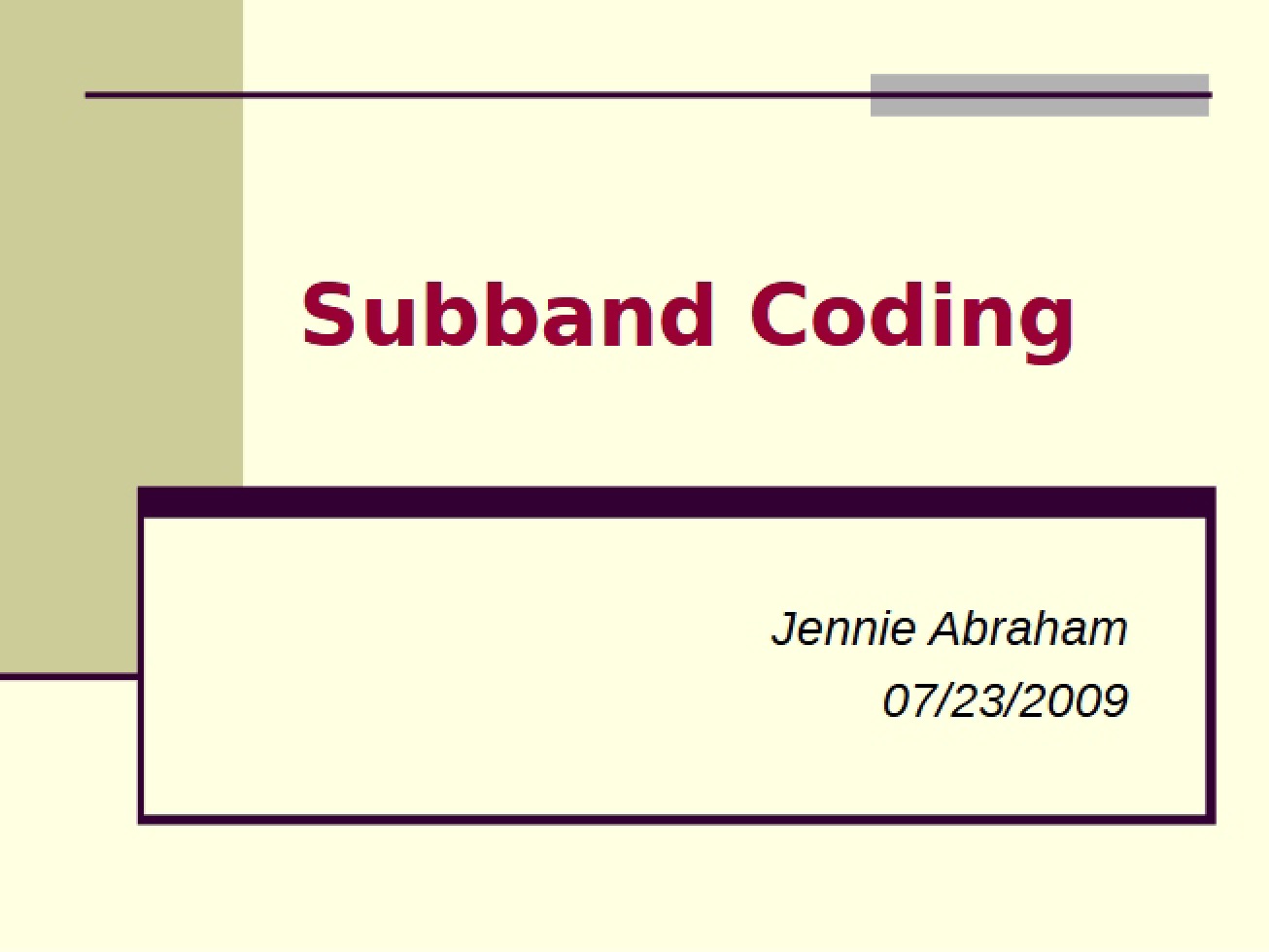 Coding Subband