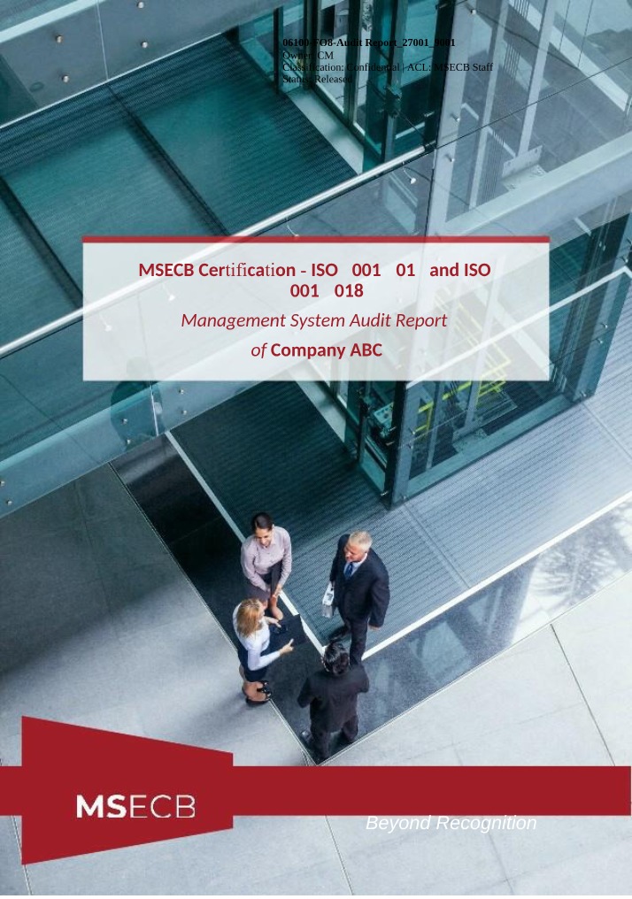 Company ABC Management System Audit Report (ISO 9001 & 45001)