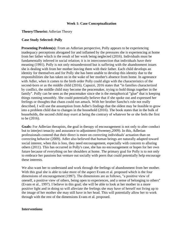 Week 1 Case Conceptualization