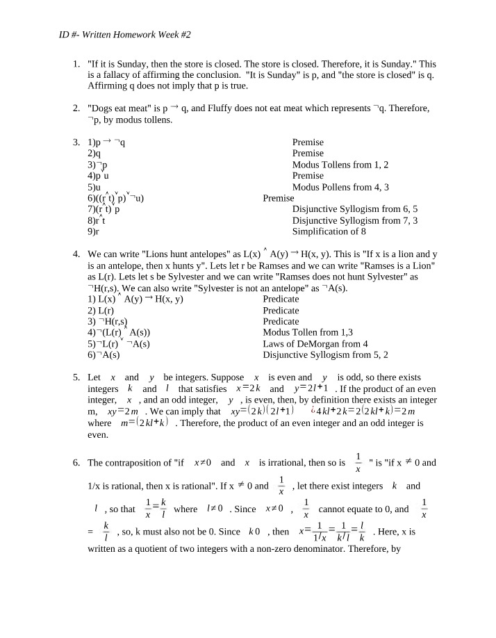 Week 2 Written Homework