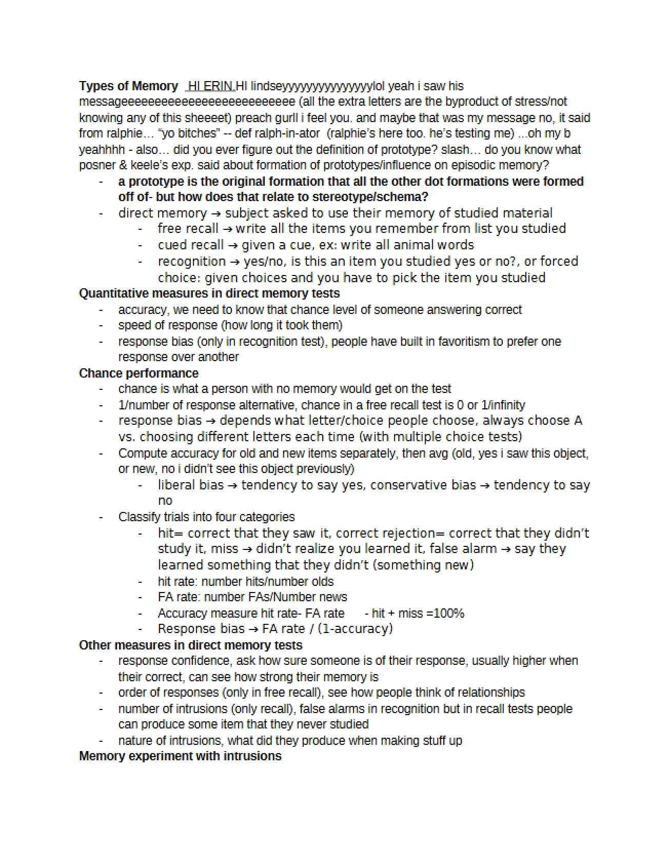 Categorization of Different Memory Types