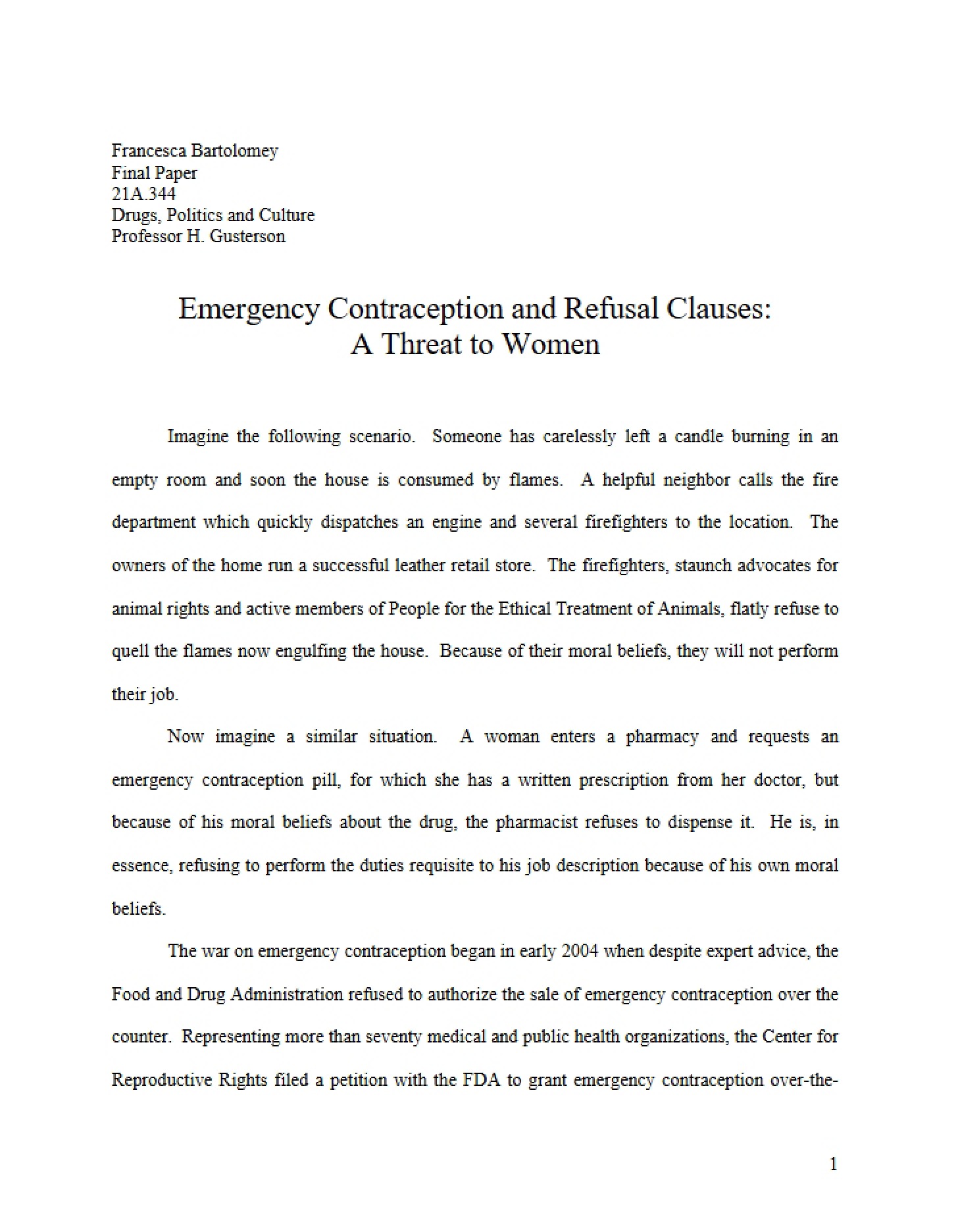 Refusal Clauses and Emergency Contraception