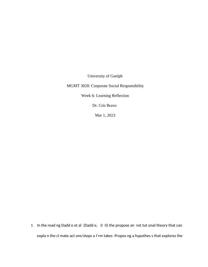 Week 6 Learning Reflection - MGMT 3020